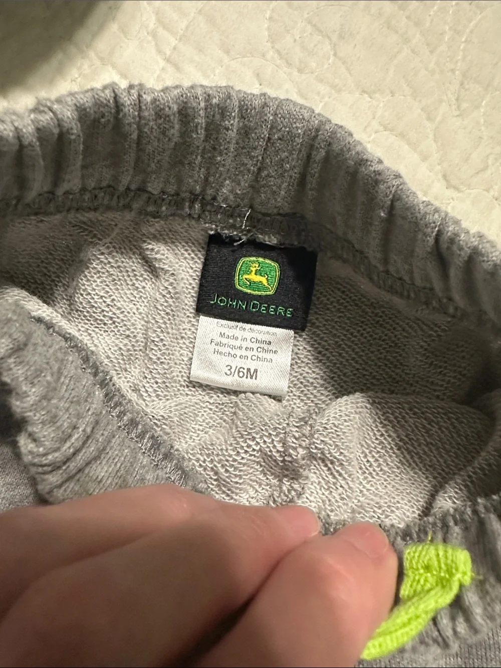 0281 John Deere Gray and Green Infant Matching Set Hoodie & Pants size 3-6 mths
